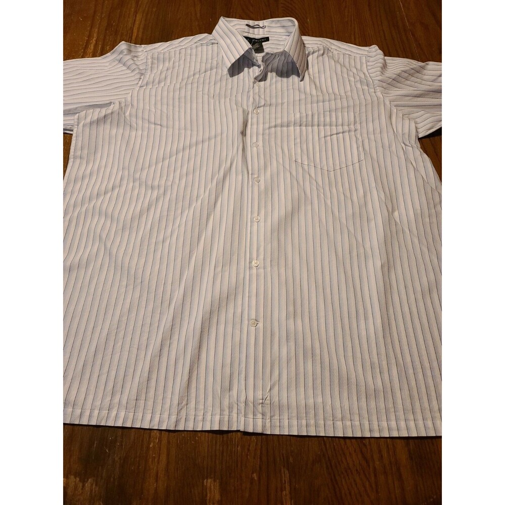 J Ferrar Mens Blue & White Long Sleeve Striped Casual Button Up Shirt Size 2XLT
